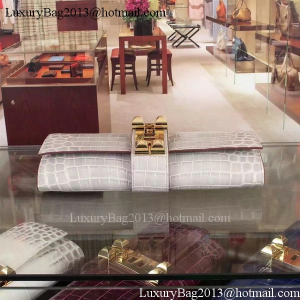 Hermes Croco Leather Clutch H88017 Grey Hermes Croco Leather Clutch H88017 Grey