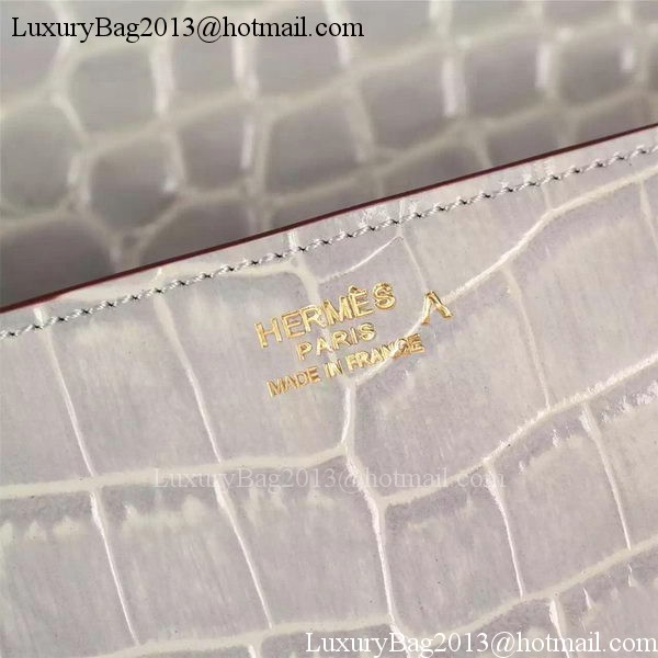Hermes Croco Leather Clutch H88017 Grey Hermes Croco Leather Clutch H88017 Grey