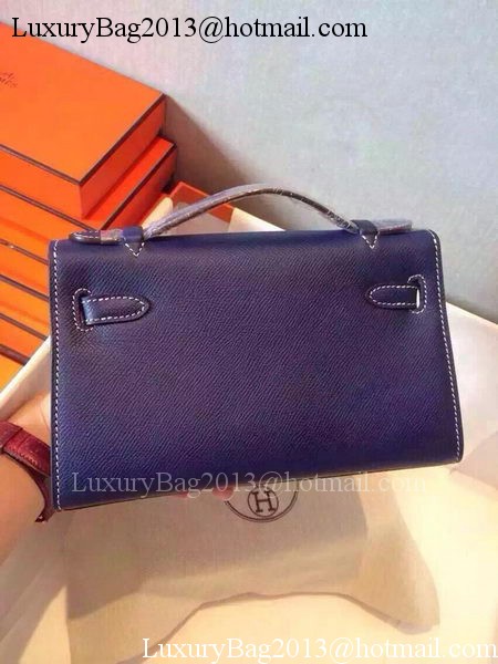 Hermes MINI Kelly 22cm Tote Bag Calfskin Leather K22 Blue Hermes MINI Kelly 22cm Tote Bag Calfskin Leather K22 Blue