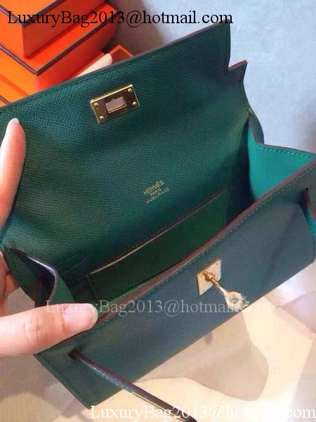 Hermes MINI Kelly 22cm Tote Bag Calfskin Leather K22 Dark Green Hermes MINI Kelly 22cm Tote Bag Calfskin Leather K22 Dark Green
