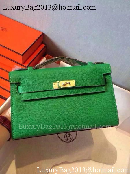 Hermes MINI Kelly 22cm Tote Bag Calfskin Leather K22 Green Hermes MINI Kelly 22cm Tote Bag Calfskin Leather K22 Green