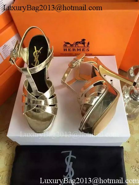 Yves Saint Laurent 20mm Platform 130mm Sandal YSL305 Gold Yves Saint Laurent 20mm Platform 130mm Sandal YSL305 Gold