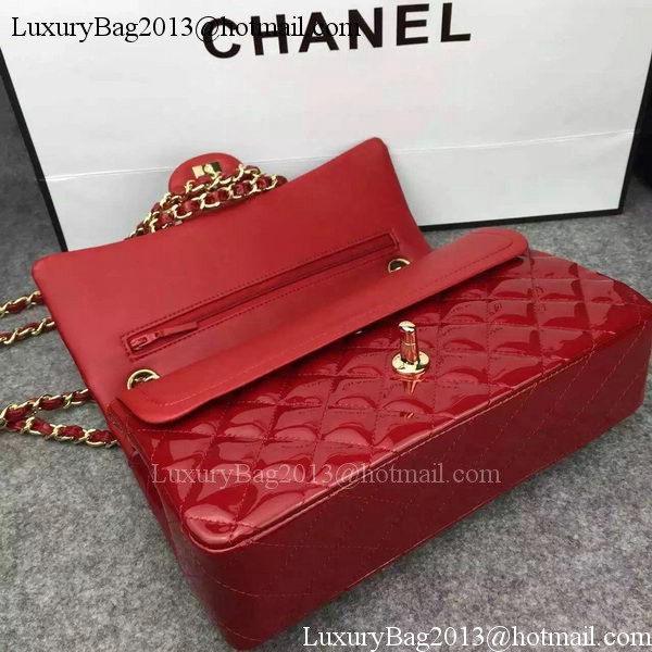 Chanel 2.55 Series Double Flap Bag Red Original Patent Leather CF7024 Gold Chanel 2.55 Series Double Flap Bag Red Original Patent Leather CF7024 Gold