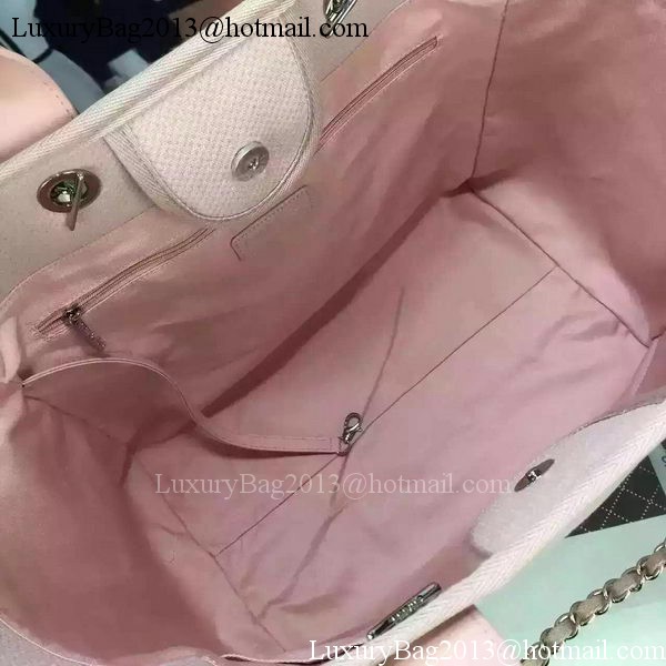 Chanel Large Canvas Tote Shopping Bag A1679 Pink Chanel Large Canvas Tote Shopping Bag A1679 Pink