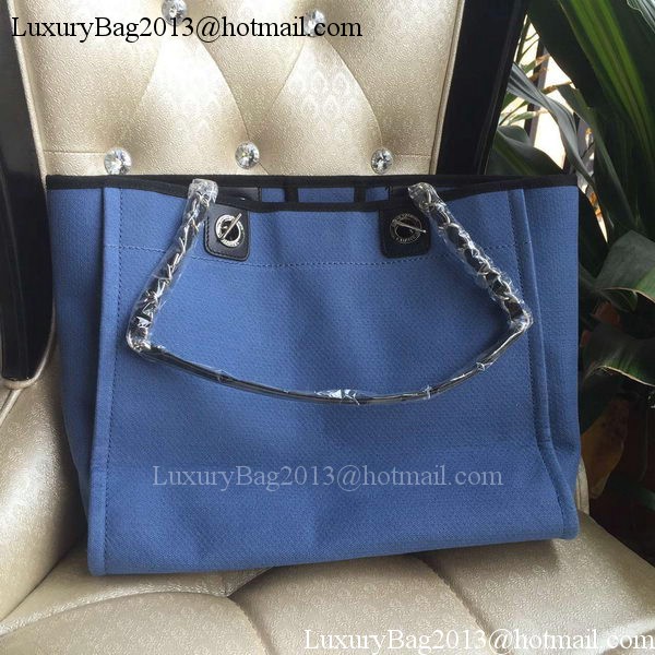 Chanel Medium Canvas Tote Shopping Bag A1679M Blue Chanel Medium Canvas Tote Shopping Bag A1679M Blue