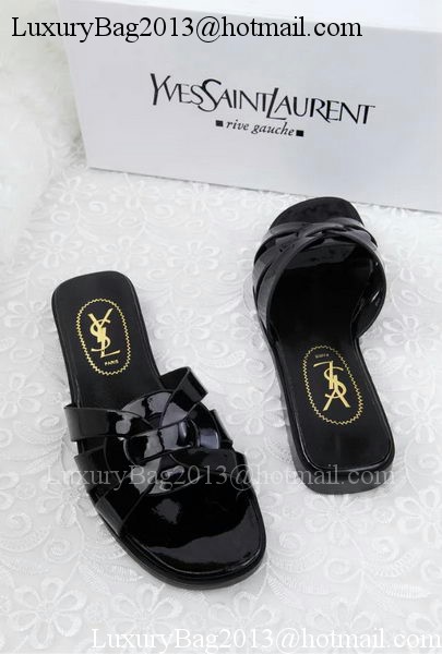 Yves Saint Laurent Patent Leather Slipper YSL287 Black Yves Saint Laurent Patent Leather Slipper YSL287 Black