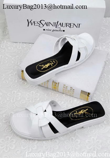 Yves Saint Laurent Patent Leather Slipper YSL287 White Yves Saint Laurent Patent Leather Slipper YSL287 White