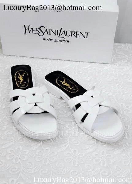 Yves Saint Laurent Patent Leather Slipper YSL287 White Yves Saint Laurent Patent Leather Slipper YSL287 White