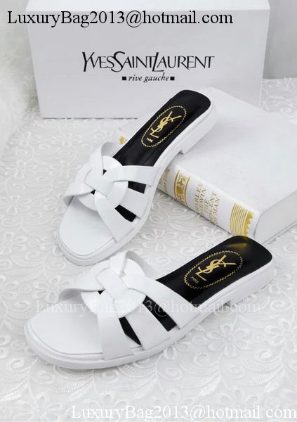 Yves Saint Laurent Patent Leather Slipper YSL287 White Yves Saint Laurent Patent Leather Slipper YSL287 White