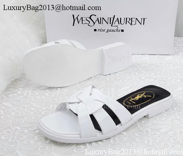 Yves Saint Laurent Patent Leather Slipper YSL287 White Yves Saint Laurent Patent Leather Slipper YSL287 White