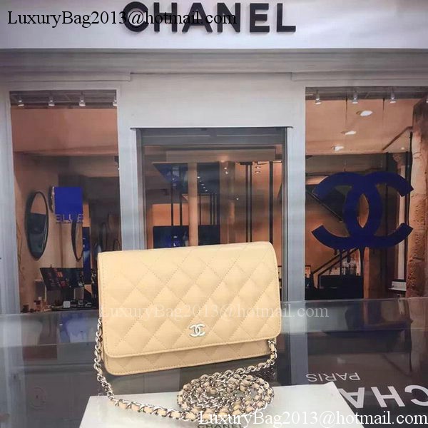Chanel WOC mini Flap Bag Apricot Sheepskin A5373 Silver Chanel WOC mini Flap Bag Apricot Sheepskin A5373 Silver