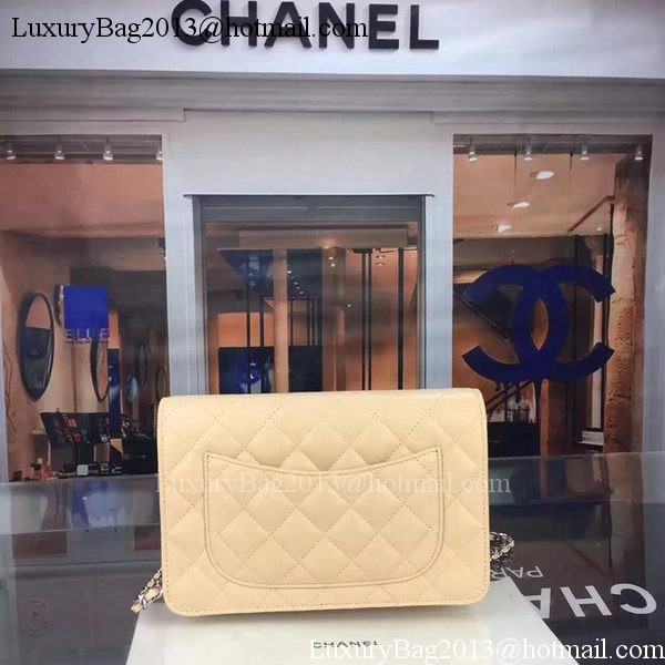 Chanel WOC mini Flap Bag Apricot Sheepskin A5373 Silver Chanel WOC mini Flap Bag Apricot Sheepskin A5373 Silver