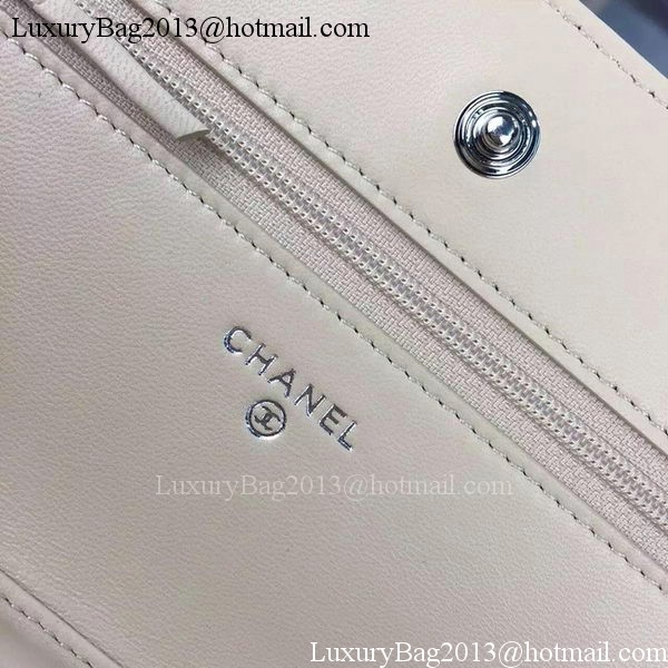Chanel WOC mini Flap Bag Apricot Sheepskin A5373 Silver Chanel WOC mini Flap Bag Apricot Sheepskin A5373 Silver