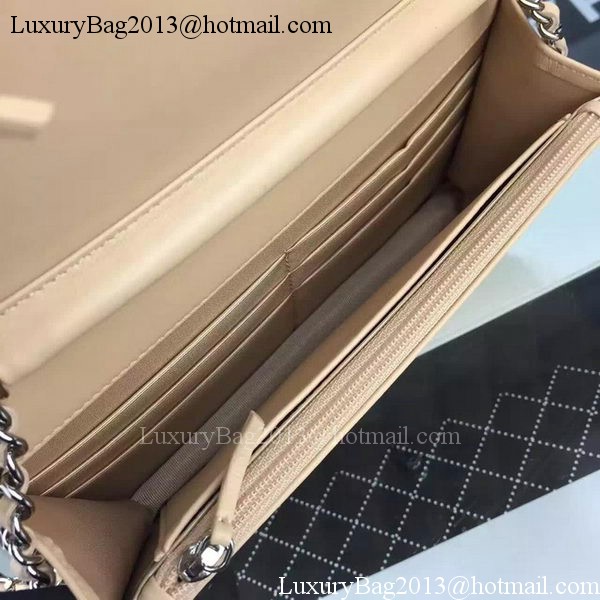 Chanel WOC mini Flap Bag Apricot Sheepskin A5373 Silver Chanel WOC mini Flap Bag Apricot Sheepskin A5373 Silver