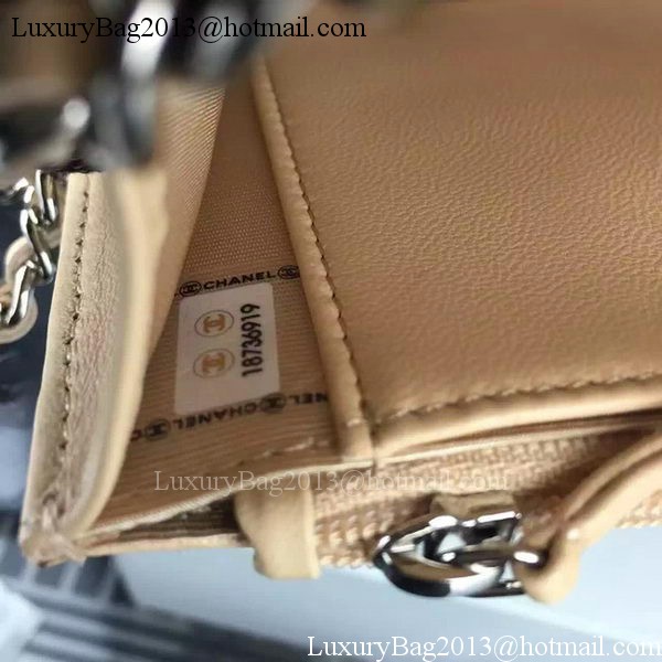 Chanel WOC mini Flap Bag Apricot Sheepskin A5373 Silver Chanel WOC mini Flap Bag Apricot Sheepskin A5373 Silver
