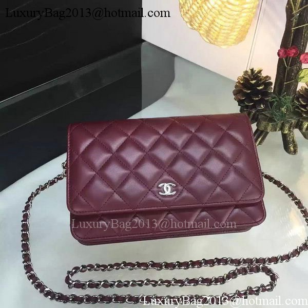 Chanel WOC mini Flap Bag Burgundy Sheepskin A5373 Silver Chanel WOC mini Flap Bag Burgundy Sheepskin A5373 Silver