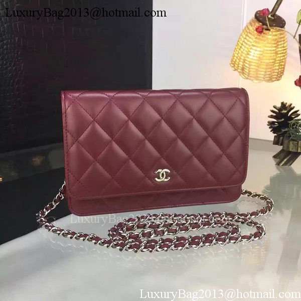 Chanel WOC mini Flap Bag Burgundy Sheepskin A5373 Silver Chanel WOC mini Flap Bag Burgundy Sheepskin A5373 Silver