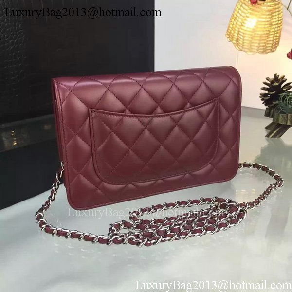 Chanel WOC mini Flap Bag Burgundy Sheepskin A5373 Silver Chanel WOC mini Flap Bag Burgundy Sheepskin A5373 Silver
