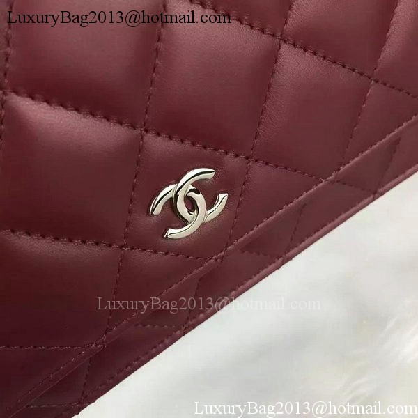 Chanel WOC mini Flap Bag Burgundy Sheepskin A5373 Silver Chanel WOC mini Flap Bag Burgundy Sheepskin A5373 Silver