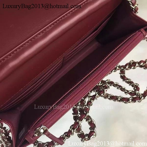 Chanel WOC mini Flap Bag Burgundy Sheepskin A5373 Silver Chanel WOC mini Flap Bag Burgundy Sheepskin A5373 Silver