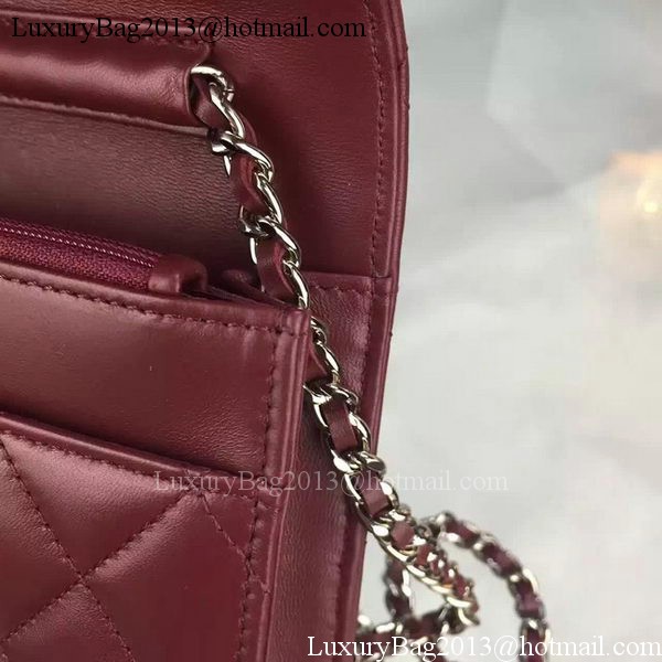 Chanel WOC mini Flap Bag Burgundy Sheepskin A5373 Silver Chanel WOC mini Flap Bag Burgundy Sheepskin A5373 Silver