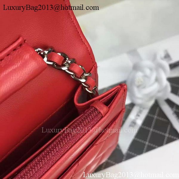 Chanel WOC mini Flap Bag Red Sheepskin A5373 Silver Chanel WOC mini Flap Bag Red Sheepskin A5373 Silver