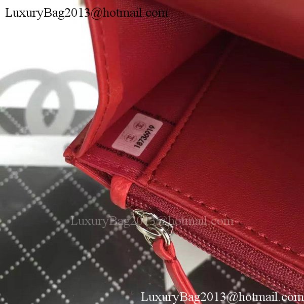Chanel WOC mini Flap Bag Red Sheepskin A5373 Silver Chanel WOC mini Flap Bag Red Sheepskin A5373 Silver