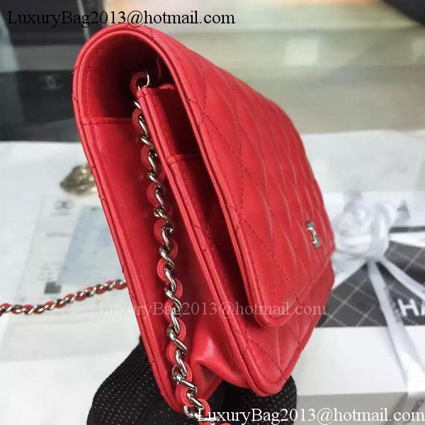 Chanel WOC mini Flap Bag Red Sheepskin A5373 Silver Chanel WOC mini Flap Bag Red Sheepskin A5373 Silver
