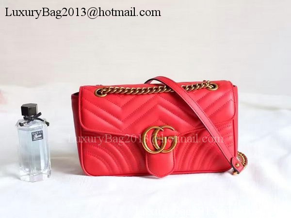 Gucci GG Marmont Matelasse Shoulder Bag 443497 Red Gucci GG Marmont Matelasse Shoulder Bag 443497 Red
