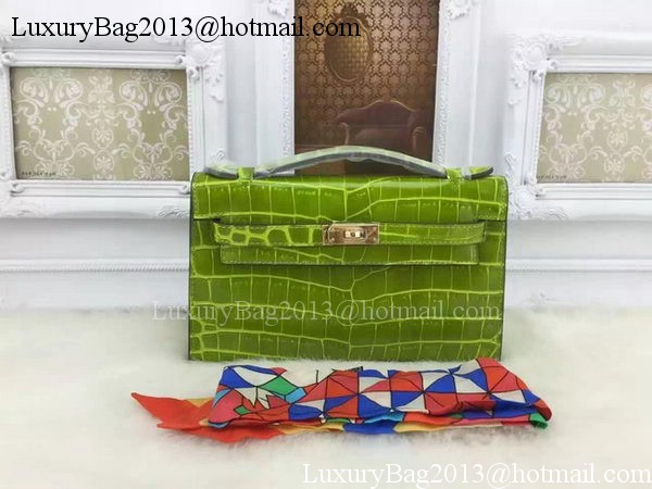 Hermes MINI Kelly 22cm Tote Bag Croco Leather KL22 Cyan Hermes MINI Kelly 22cm Tote Bag Croco Leather KL22 Cyan