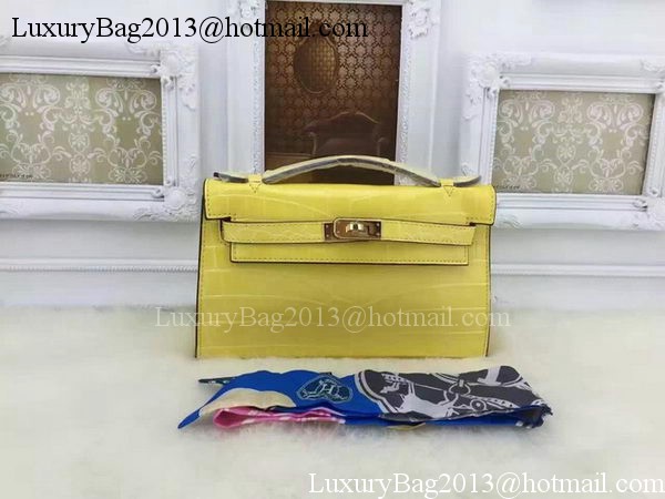 Hermes MINI Kelly 22cm Tote Bag Croco Leather KL22 Lemon Hermes MINI Kelly 22cm Tote Bag Croco Leather KL22 Lemon