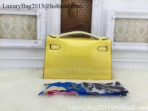 Hermes MINI Kelly 22cm Tote Bag Croco Leather KL22 Lemon Hermes MINI Kelly 22cm Tote Bag Croco Leather KL22 Lemon