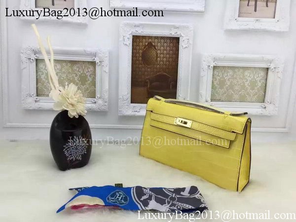 Hermes MINI Kelly 22cm Tote Bag Croco Leather KL22 Lemon Hermes MINI Kelly 22cm Tote Bag Croco Leather KL22 Lemon