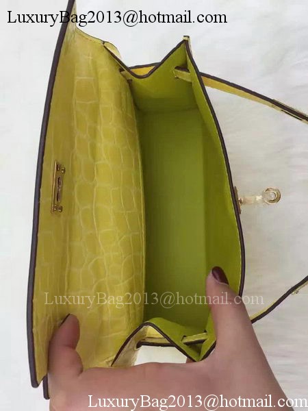 Hermes MINI Kelly 22cm Tote Bag Croco Leather KL22 Lemon Hermes MINI Kelly 22cm Tote Bag Croco Leather KL22 Lemon