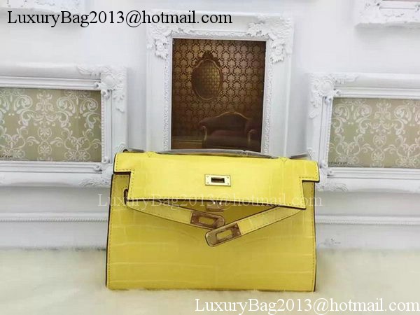 Hermes MINI Kelly 22cm Tote Bag Croco Leather KL22 Lemon Hermes MINI Kelly 22cm Tote Bag Croco Leather KL22 Lemon