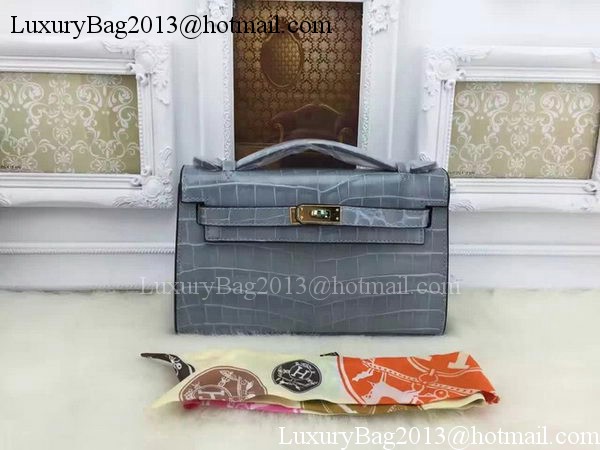 Hermes MINI Kelly 22cm Tote Bag Croco Leather KL22 SkyBlue Hermes MINI Kelly 22cm Tote Bag Croco Leather KL22 SkyBlue