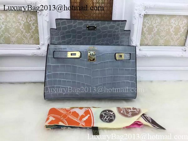Hermes MINI Kelly 22cm Tote Bag Croco Leather KL22 SkyBlue Hermes MINI Kelly 22cm Tote Bag Croco Leather KL22 SkyBlue