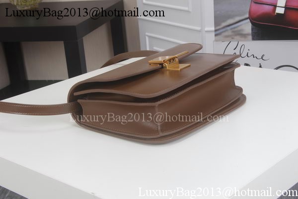 Celine Classic Box Flap Bag Calfskin Leather C3369 Brown Celine Classic Box Flap Bag Calfskin Leather C3369 Brown