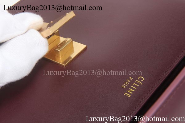 Celine Classic Box Flap Bag Calfskin Leather C3369 Burgundy Celine Classic Box Flap Bag Calfskin Leather C3369 Burgundy