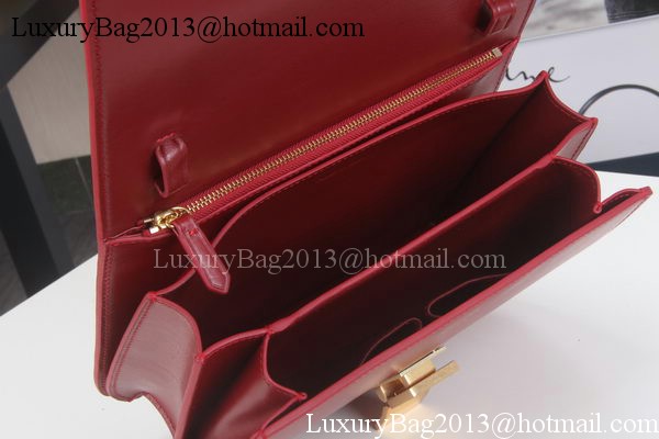 Celine Classic Box Flap Bag Calfskin Leather C3369 Red Celine Classic Box Flap Bag Calfskin Leather C3369 Red