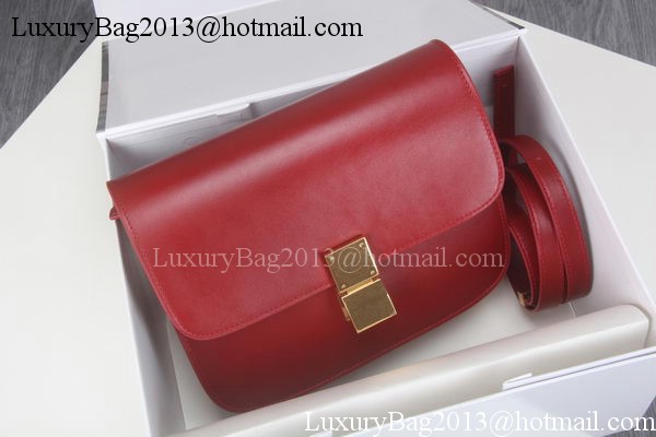 Celine Classic Box Flap Bag Calfskin Leather C3369 Red Celine Classic Box Flap Bag Calfskin Leather C3369 Red