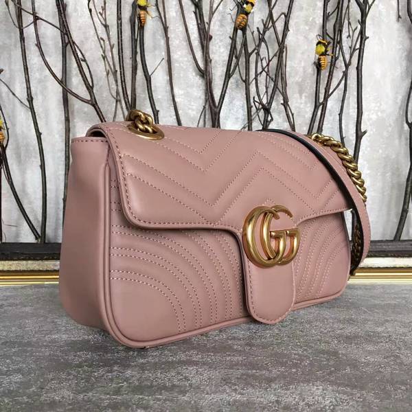 Gucci GG Marmont Sheenskin Shoulder Bag 443497A Light Pink Gucci GG Marmont Sheenskin Shoulder Bag 443497A Light Pink