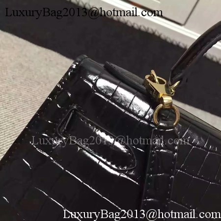 Hermes Kelly 28cm Shoulder Bag Croco Leather K28 Black Hermes Kelly 28cm Shoulder Bag Croco Leather K28 Black