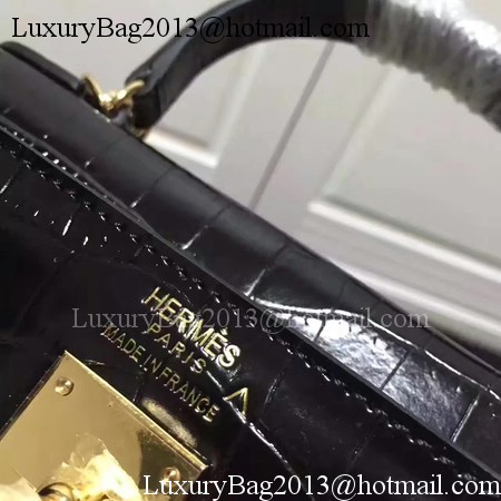 Hermes Kelly 28cm Shoulder Bag Croco Leather K28 Black Hermes Kelly 28cm Shoulder Bag Croco Leather K28 Black