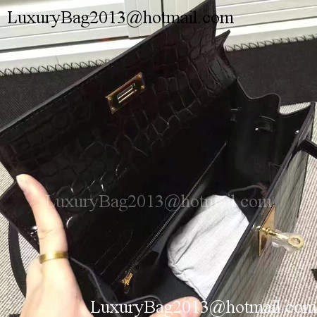 Hermes Kelly 28cm Shoulder Bag Croco Leather K28 Black Hermes Kelly 28cm Shoulder Bag Croco Leather K28 Black