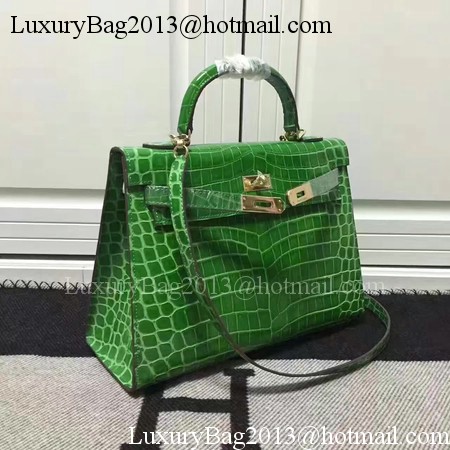 Hermes Kelly 28cm Shoulder Bag Croco Leather K28 Green Hermes Kelly 28cm Shoulder Bag Croco Leather K28 Green