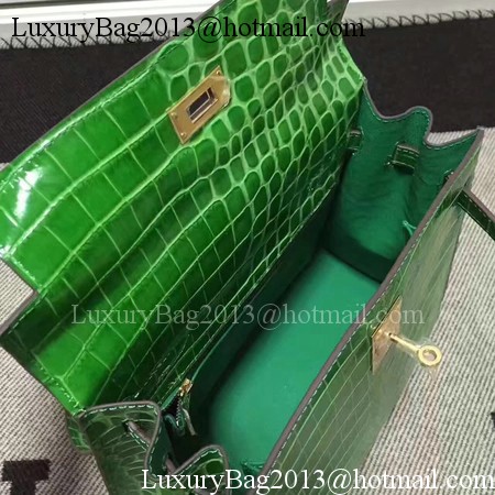 Hermes Kelly 28cm Shoulder Bag Croco Leather K28 Green Hermes Kelly 28cm Shoulder Bag Croco Leather K28 Green