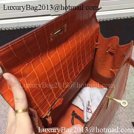 Hermes Kelly 28cm Shoulder Bag Croco Leather K28 Orange Hermes Kelly 28cm Shoulder Bag Croco Leather K28 Orange