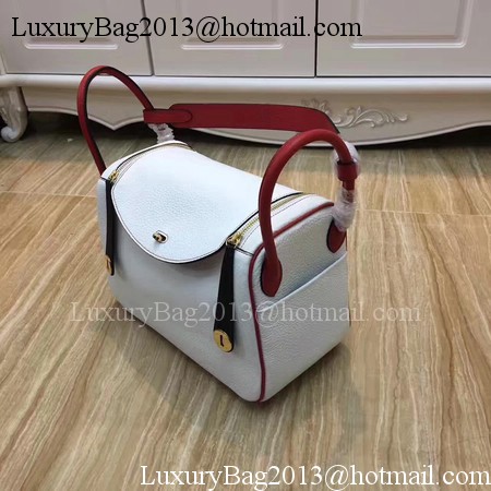 Hermes Lindy 30CM Original Leather Shoulder Bag LD30 White&Red Hermes Lindy 30CM Original Leather Shoulder Bag LD30 White&Red