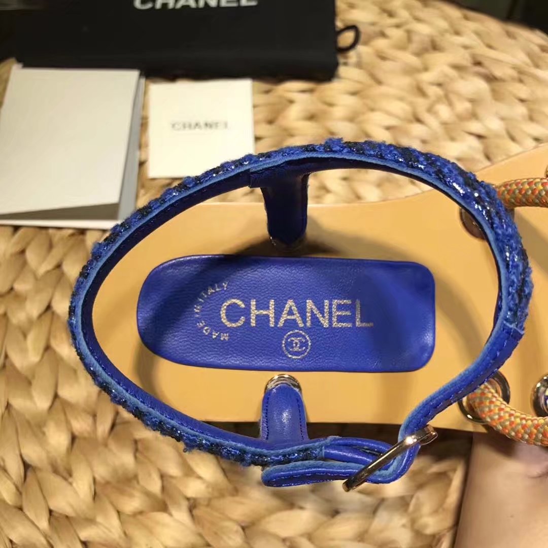Chanel Sandal Leather CH2143 Blue Chanel Sandal Leather CH2143 Blue